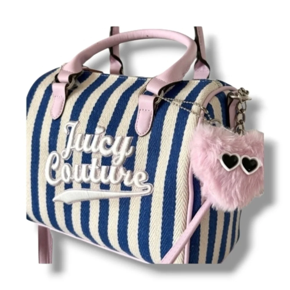 Nwt Juicy Couture Pink and Blue Stripes Satchel
